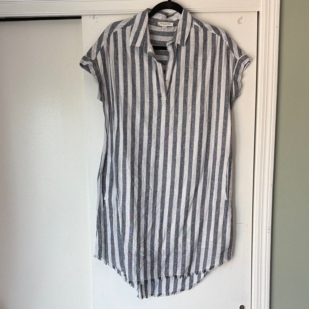 Beachlunchlounge Navy & White Striped Shirt Dress – Women’s Medium